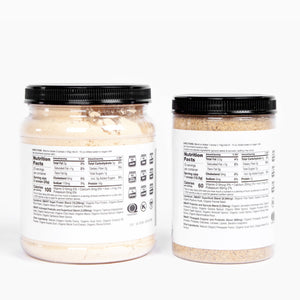 Two jars with nutrition facts side by side against a white background.